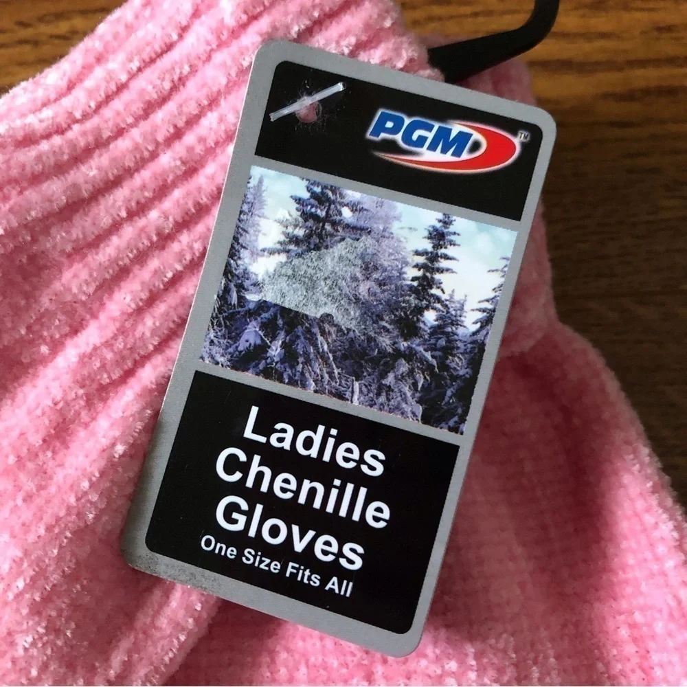 Pink Ladies Chenille Gloves